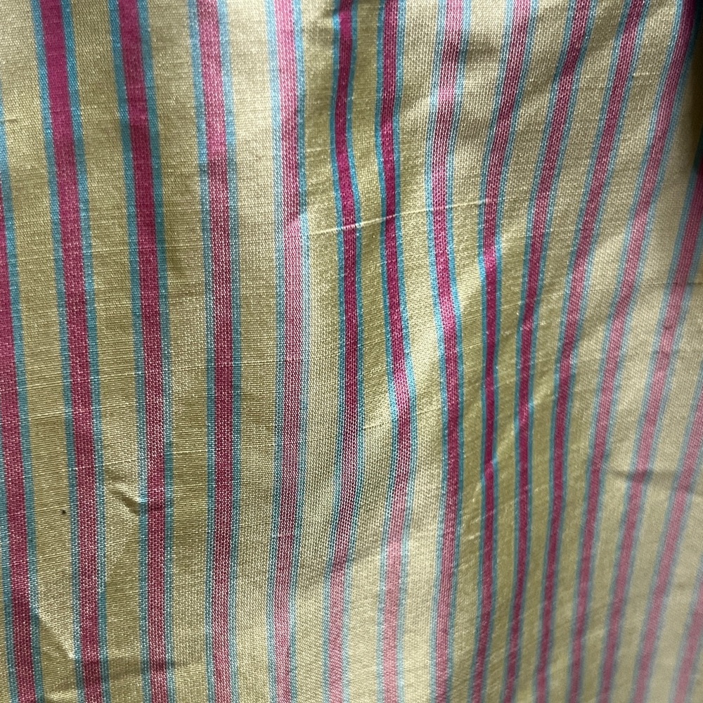 Silk Olive Pink and Teal Striped  Button Down Shirt - Picture 8 of 11